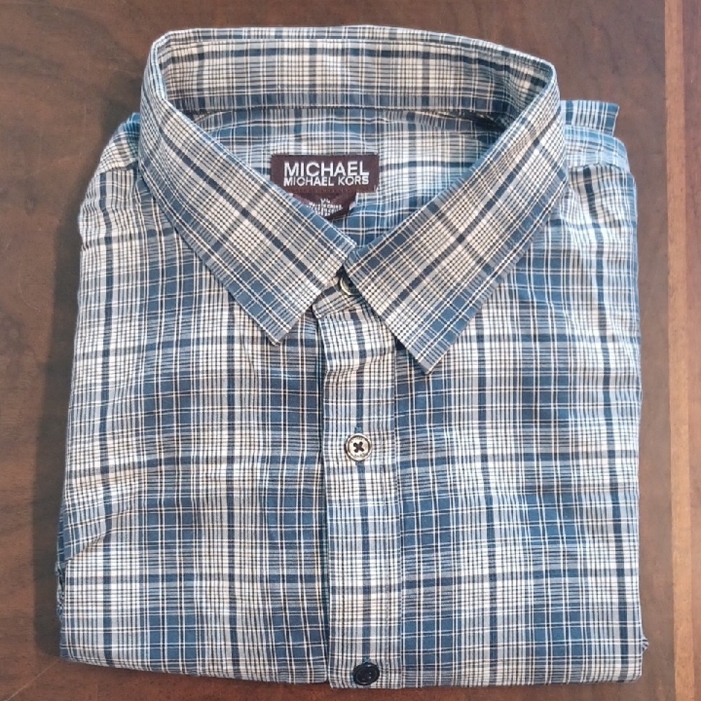 Michael Kors Blue Plaid Men's Shirt